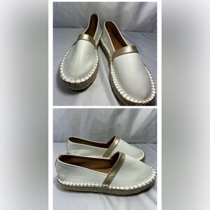 White and Gold Women's Espadrilles Size 10